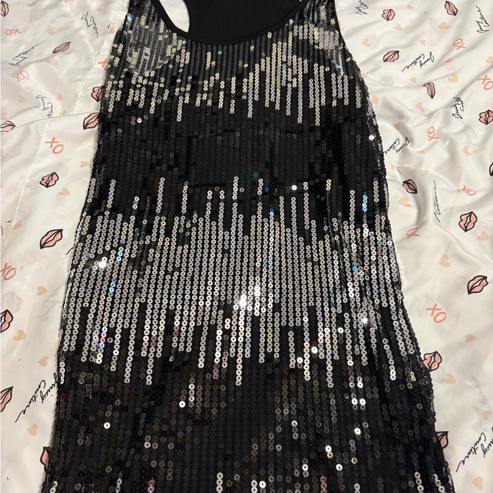 Black and Silver Sequin Tank Top